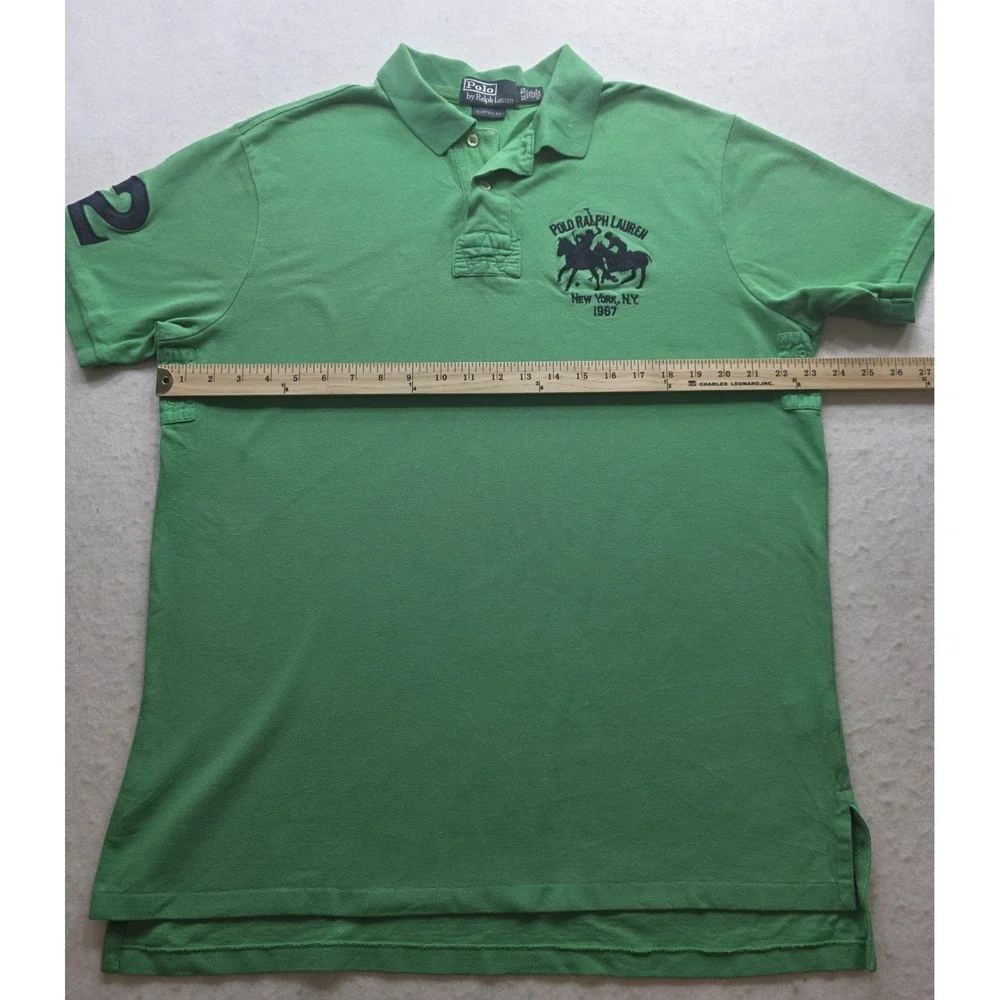 Polo Ralph Lauren Vintage RARE Green Embroidered NY 1967 #2 Polo. Size XL